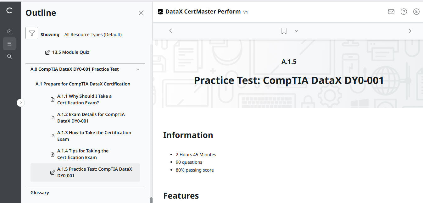 CompTIA DataX CertMaster Perform (V1) – 2 Monate Zugriff! (🛒Sonderangebot)