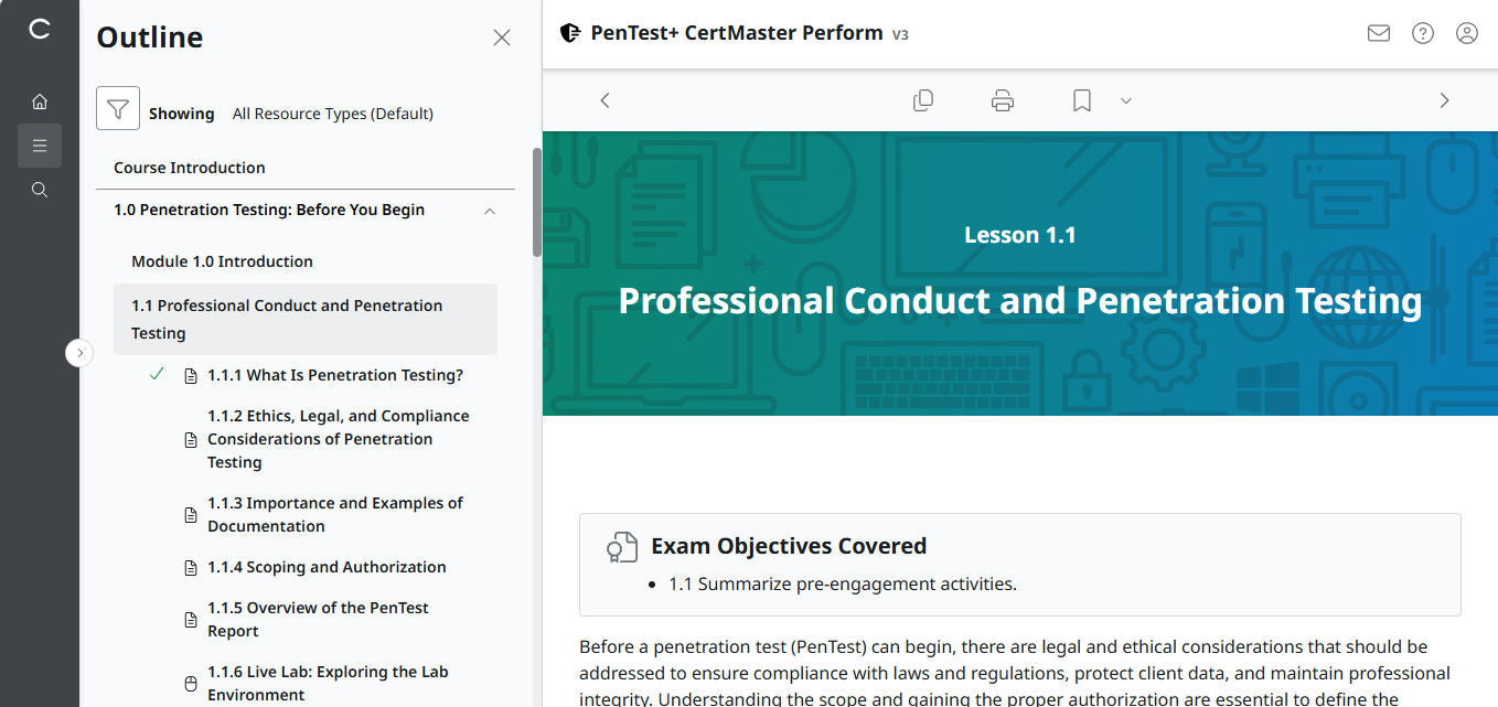 CertMaster Perform  CompTIA PenTest+  PT0-003 (V3)