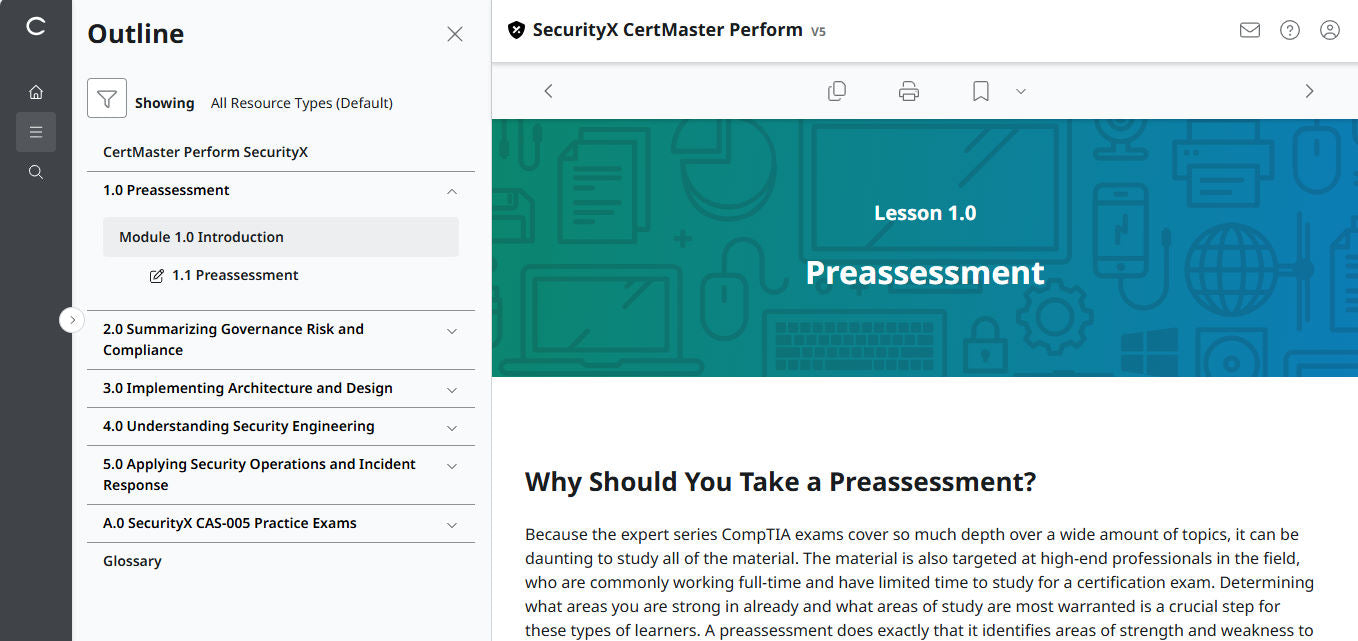 CompTIA CertMaster Perform  – SecurityX CASP+ CAS-005 Individual License